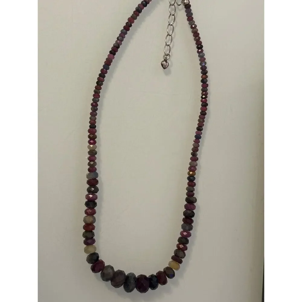 Jay King Mine finds DRT Faceted Rainbow Tourmaline 18-20” Sterling Necklace - Picture 1 of 4
